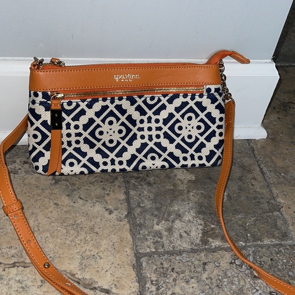 Spartina Navy, White and Orange Crossbody Bag - Picture 3 of 12
